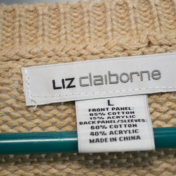 Liz Claiborne Tan/White Solid Stitch Sweater - Picture 4 of 5